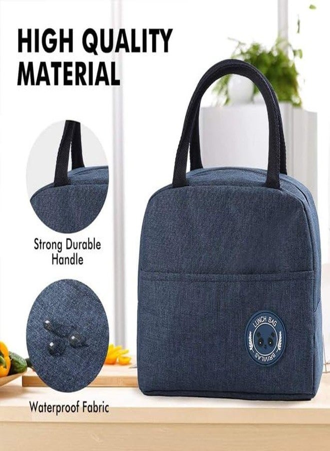 FowWelt Insulated Lunch Bag for Office School Picnic Outdoor Lunch Bag for Women Student Kids Storage Bag Portable and Reusable Regular Size (Navy Blue) - Image 2